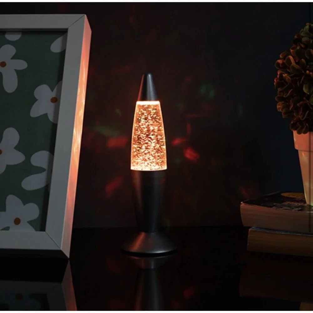 Glitter Lava Lamp white plastic base 12
